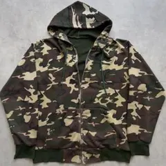 古着 ROTHCO ジップパーカー 迷彩柄 裏サーマル ウッドランド