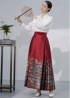 新品 漢服 織金 马面裙 スカート刺繍 入学式　花見結婚式 卒業式 誕生日