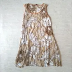 ノースリーブ　シースルー　Tシャツ　花柄　チュニック　ワンピース