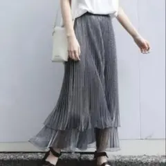 ジーナシス JEANASIS プリーツシャイニーティアードスカート レディースのサムネイル