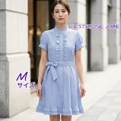 新品未使用 レストローズ フリルシャツワンピ ストライプ　Ｍサイズ