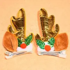 ★クリスマスヘアピン★ヘアクリップ★トナカイ★新品★Ａ３０