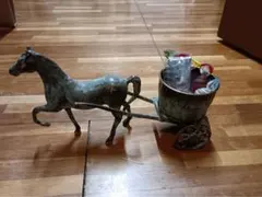 ヴィンテージ】金属製 馬車 置物 鉄器 骨董品 古道具 アンティーク