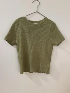 ZARA 半袖リブニット オリーブグリーン 11-12歳