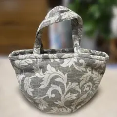 ボタニカル柄 トートバッグ グレー