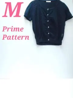 Prime Pattern M ネイビー 半袖カーディガン　キュート　透かし編み