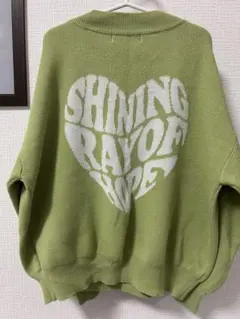 Lovetoxic グリーン ロゴ刺繍 ニット トレーナー S 140
