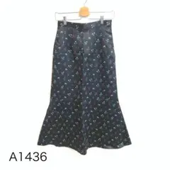 【新品】マウジー　マーメイドフレアロングスカート　花柄総柄　ブラック　L