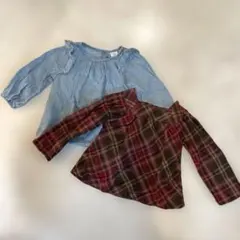 baby GAP♡デニム生地♡チェック柄♡長袖ブラウス♡90♡女の子