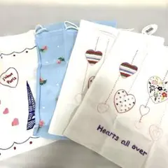 【新品】プラザ　巾着　4枚セット　刺繍　ハート