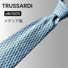 美品 トラサルディ ネクタイ シルク 100% 水色 イタリア製 高級 光沢感のサムネイル