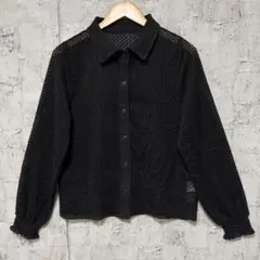 【FREAK'S STORE】透かし編み メッシュニットカーディガン F