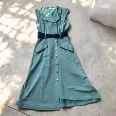 美品 caban ノースリーブ ワンピース シャツワンピース 緑 キャバン