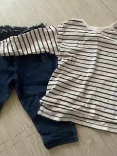 ボーダー長袖Tシャツ＆デニムパンツ セット