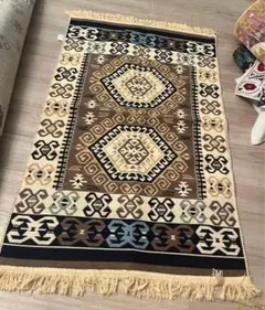 トルコキリム　トルコ製　未使用　幾何学模様ラグ 80x125cm