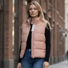 ユニクロ ウォームパデッドベスト ピンク L