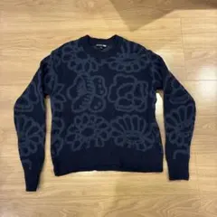 marimekko ネイビー フラワーパターン セーター S