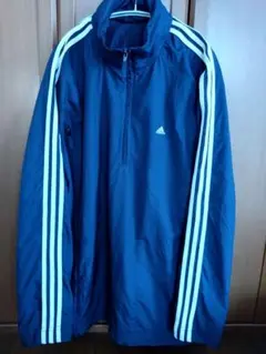 adidas 紺 プルオーバー アディダス ハーフジップジャケット 90S 古着