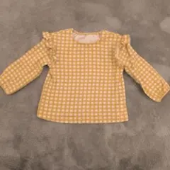 UNIQLO 薄手フリル付きチェックトップス 90