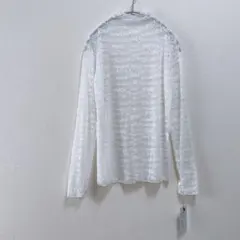未使用品 シアー カットソー メッシュ 総柄 ホワイト
