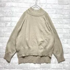 センスオブプレイス ニット ハイネック F ベージュ オーバーサイズ 着回し