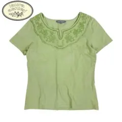 05T652☆ Laura Ashley 花柄刺繍 半 Tシャツ 春夏 S