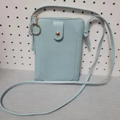 ライトブルー ショルダーバッグ スマホ用