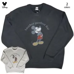 ディズニー ミッキー ニット セーター メンズ バックプリント 古着風スミクロL