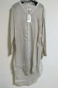 シャツワンピース 新品未使用 Vネック 長袖 ベージュ スコットクラブ ヤマダヤ