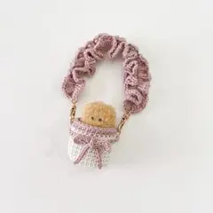 ミニチュアドール持ち運びフリルストラップ◎ピンクベージュ◎おでかけケース