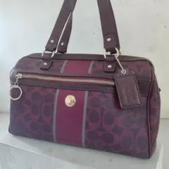 COACH F17189 シグネチャー パープル　ハンドバッグ　ボストンバック