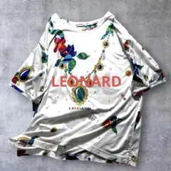 LEONARD】 レオナール トリム 花柄 半袖Tシャツ ホワイト Lサイズ