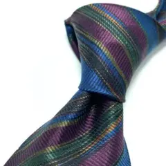 【美品】 ENRICO COVERI ストライプ ブルー 艶やか