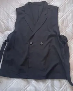 レオぽんさん専用 クレット 黒のダブルボタンベスト・ワイドパンツセット