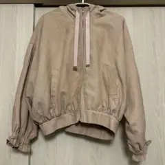 【美品】サンドスウェードフードブルゾン(ピンクベージュ)