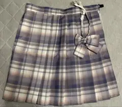 なんちゃって制服 チェック柄プリーツスカート 紫