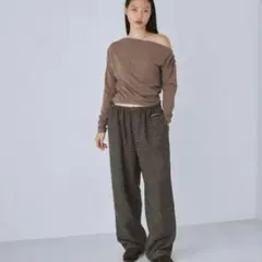 SeaRoomlynn Tweed Hound Relaxパンツ M ブラウン