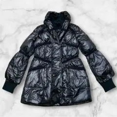 ダウンジャケット ロング丈 ダウンコート ブラック フェザー