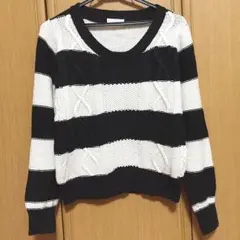 【E hyphen world gallery】ボーダーニット 黒白