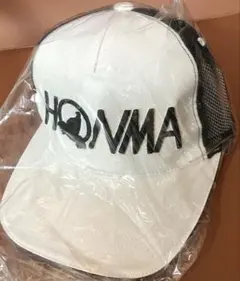 【新品】本間ゴルフキャップ帽子メッシュ加工ホワイトワンポイントロゴブラック
