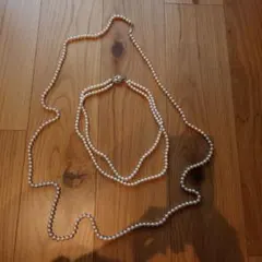 2点セット→二重パールネックレス56センチ+一重パール150センチ