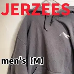 Y173【JERZEES】ワンポイント長袖パーカー【M】グレー