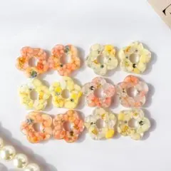 ハンドメイド レジンパーツ 花 フラワー イエロー系 アクセサリーパーツ 素材