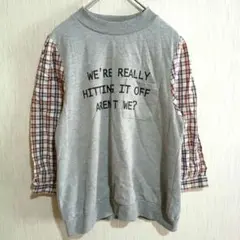 ESTACOT トレーナー グレー チェック柄切替のサムネイル