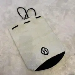 Hマーク入り　ニットバック　リュック　巾着バック