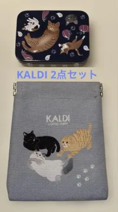 KALDI カルディ　ハロウィンネコミニ缶+ぱっちんポーチ　2点セットのサムネイル