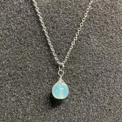 ブルーカルセドニー　ネックレス　ハンドメイド　リラックス　ポジティブ　平和　安定