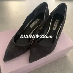 DIANA＊スエード＊グレー＊ポインテッドトゥパンプス＊ラメ＊23.0