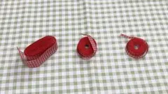 チェック柄リボン　レッド　全3種