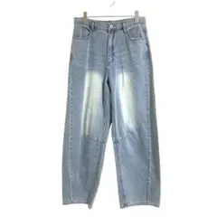 manao しまむら【67】ハイウエスト バレル デニム パンツ 綿 100%